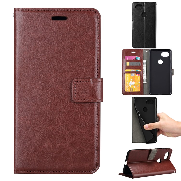 BTRCASE Crazy Horse Wallet Leather Stand Cover for Google Pixel 2 - Brown-1
