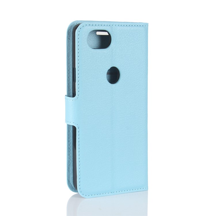 Litchi Skin Wallet Leather Cell Phone Case for Google Pixel 2 XL - Baby Blue-6