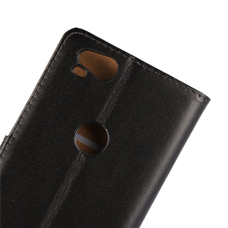 Genuine Split Leather Wallet Stand Phone Case for Google Pixel 2 - Black-10