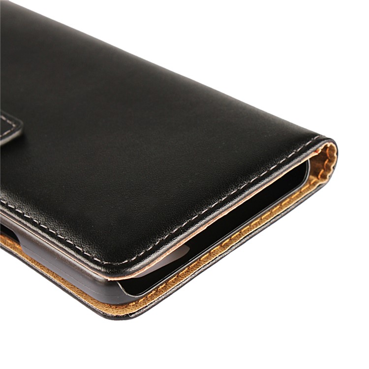 Genuine Split Leather Wallet Stand Phone Case for Google Pixel 2 - Black-12