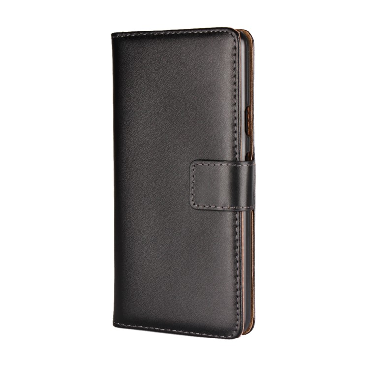 Genuine Split Leather Wallet Stand Phone Case for Google Pixel 2 - Black-3