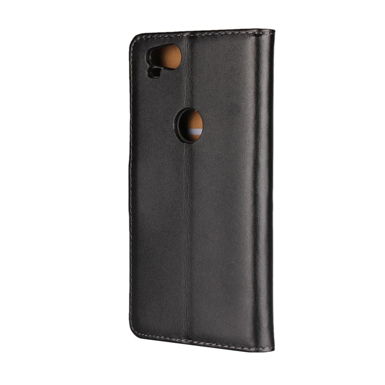 Genuine Split Leather Wallet Stand Phone Case for Google Pixel 2 - Black-4