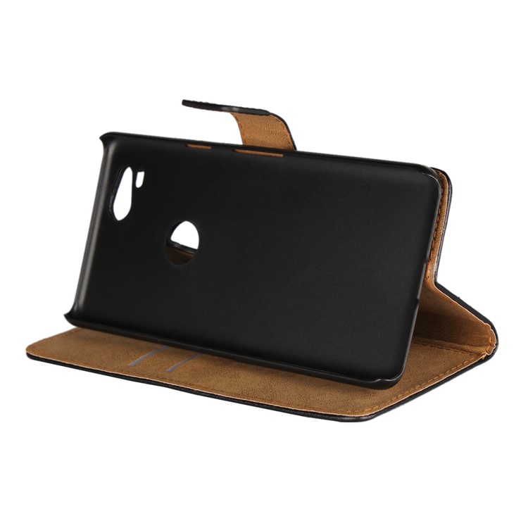 Genuine Split Leather Wallet Stand Phone Case for Google Pixel 2 - Black-5