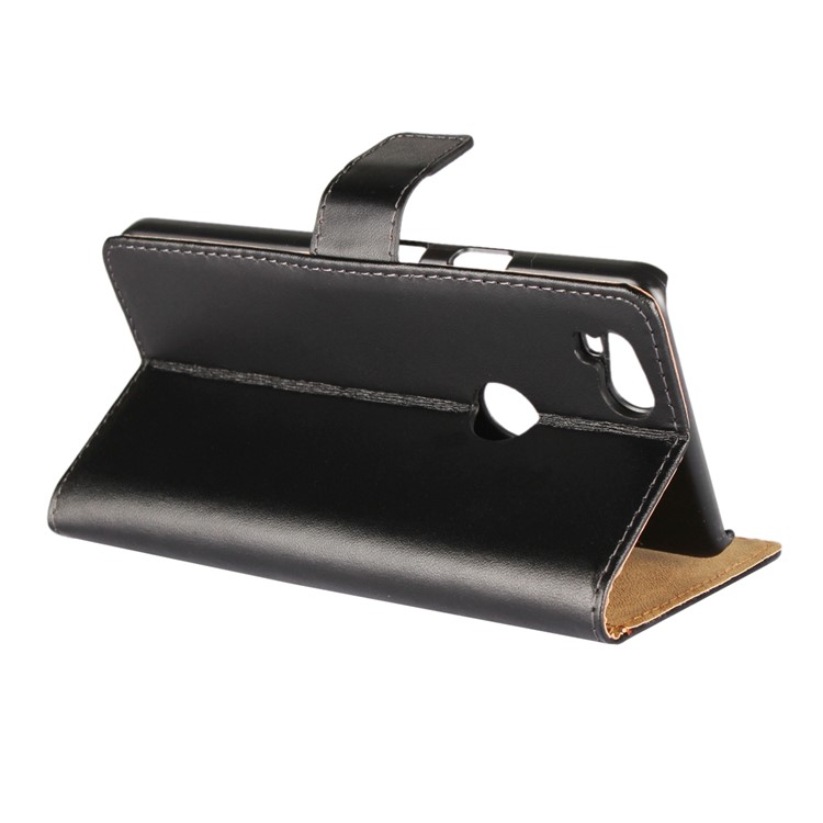 Genuine Split Leather Wallet Stand Phone Case for Google Pixel 2 - Black-6