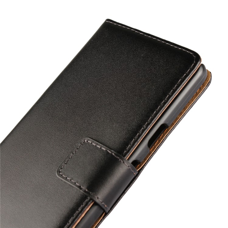 Genuine Split Leather Wallet Stand Phone Case for Google Pixel 2 - Black-9