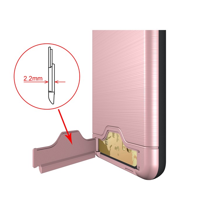 Brushed PC + TPU Hybrid Shell with Kickstand and Card Slot for Google Pixel 2 XL - Rose Gold-7