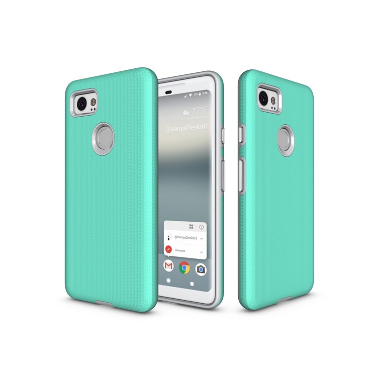 Anti-skid Hybrid PC + TPU Armor Mobile Shell for Google Pixel 2 XL - Cyan-11