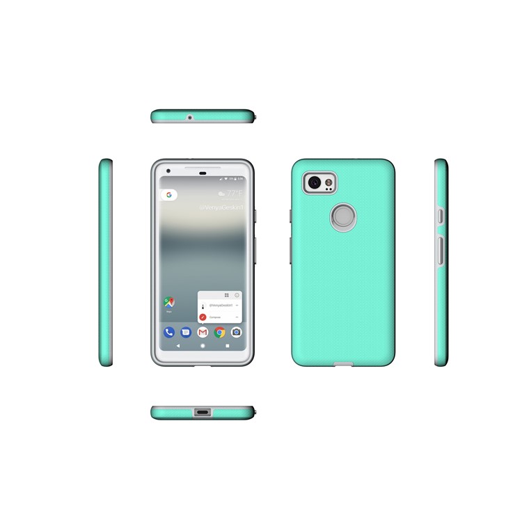 Anti-skid Hybrid PC + TPU Armor Mobile Shell for Google Pixel 2 XL - Cyan-4