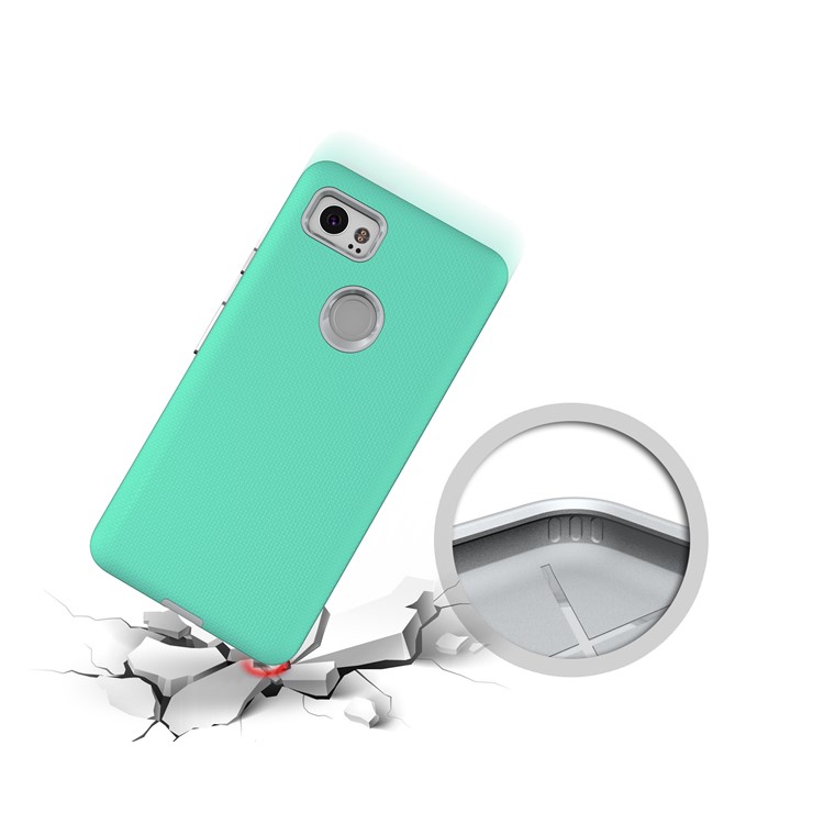 Anti-skid Hybrid PC + TPU Armor Mobile Shell for Google Pixel 2 XL - Cyan-5