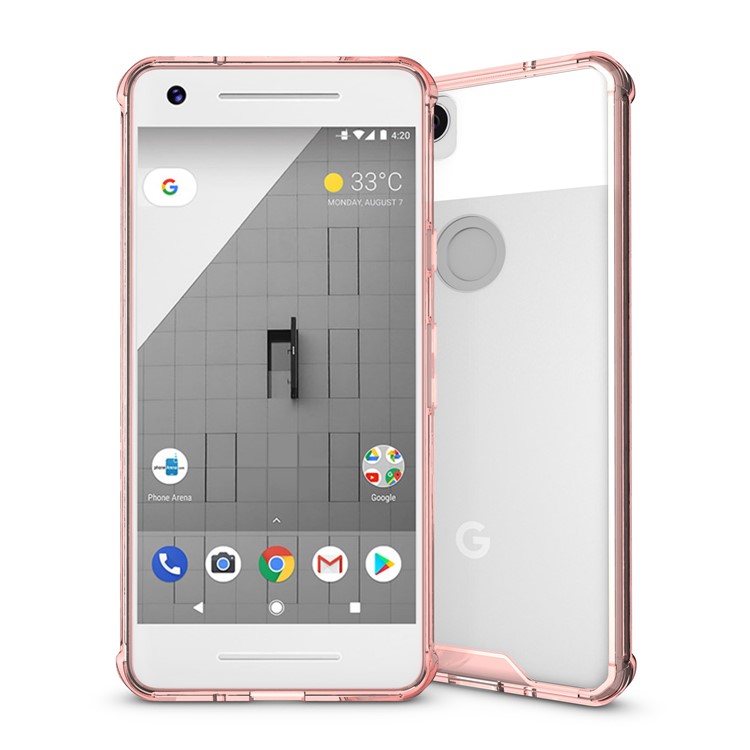 TPU + Transparent Acrylic Protective Mobile Phone Case for Google Pixel 2 - Pink-1