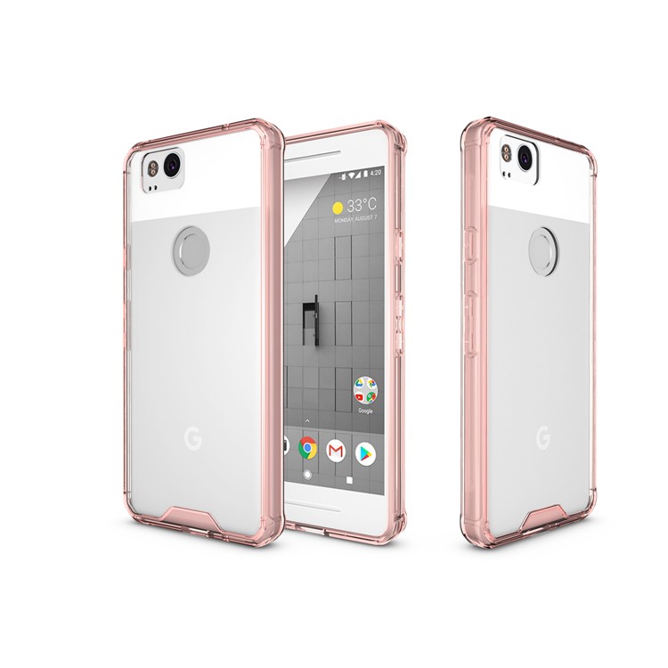 TPU + Transparent Acrylic Protective Mobile Phone Case for Google Pixel 2 - Pink-11