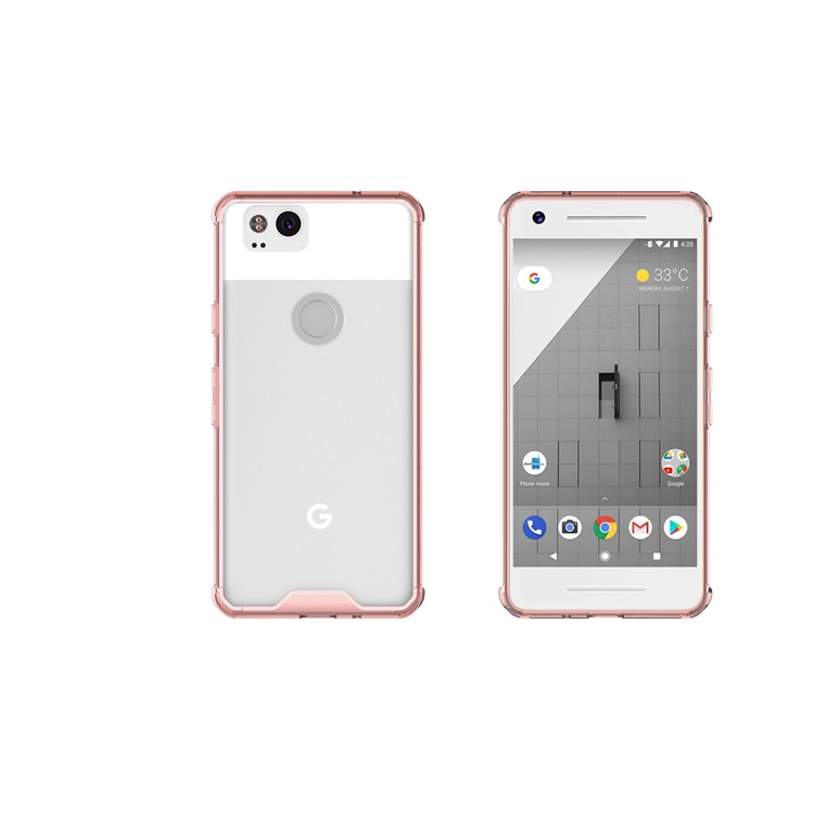 TPU + Transparent Acrylic Protective Mobile Phone Case for Google Pixel 2 - Pink-12