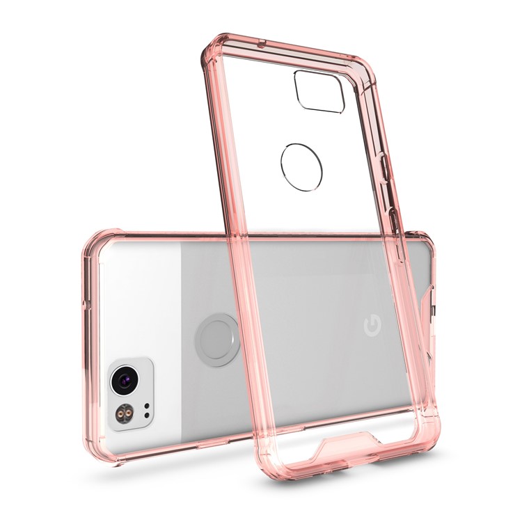 TPU + Transparent Acrylic Protective Mobile Phone Case for Google Pixel 2 - Pink-2