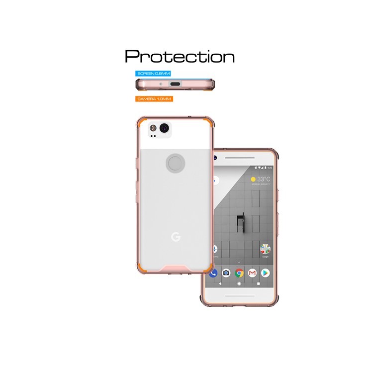 TPU + Transparent Acrylic Protective Mobile Phone Case for Google Pixel 2 - Pink-3