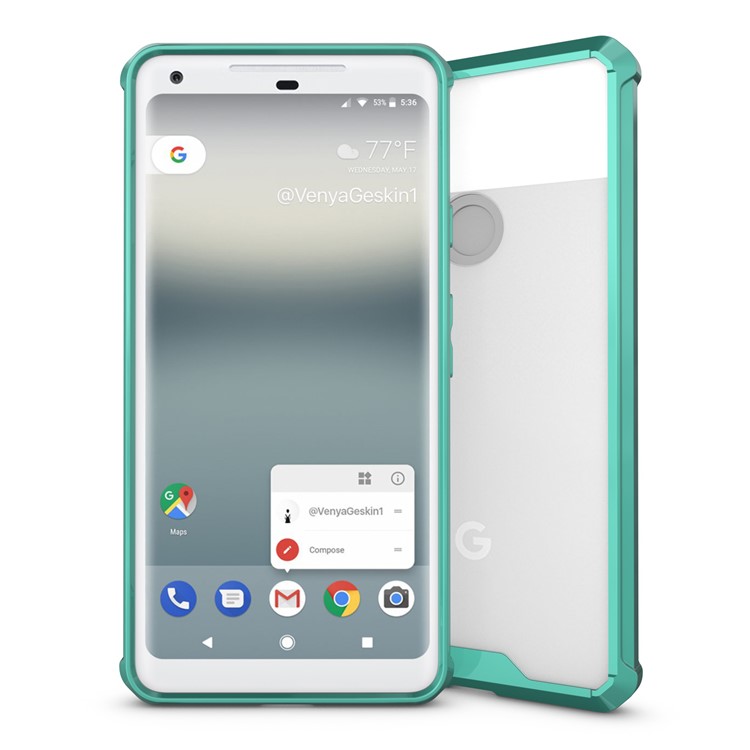 TPU + Transparent Acrylic Phone Accessory Casing Cover for Google Pixel 2 XL - Cyan-1