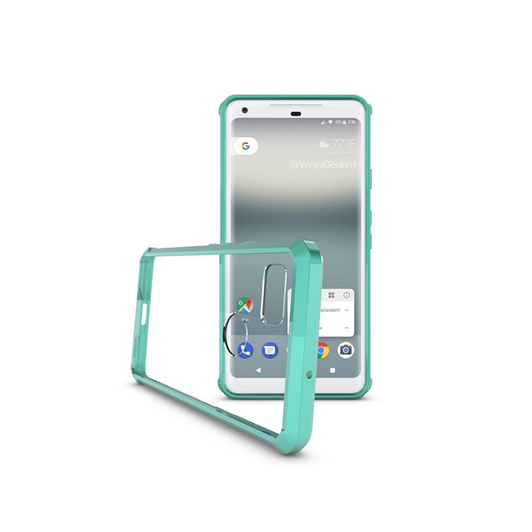 TPU + Transparent Acrylic Phone Accessory Casing Cover for Google Pixel 2 XL - Cyan-10