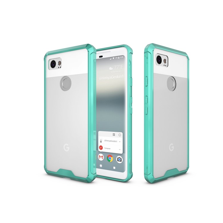 TPU + Transparent Acrylic Phone Accessory Casing Cover for Google Pixel 2 XL - Cyan-11