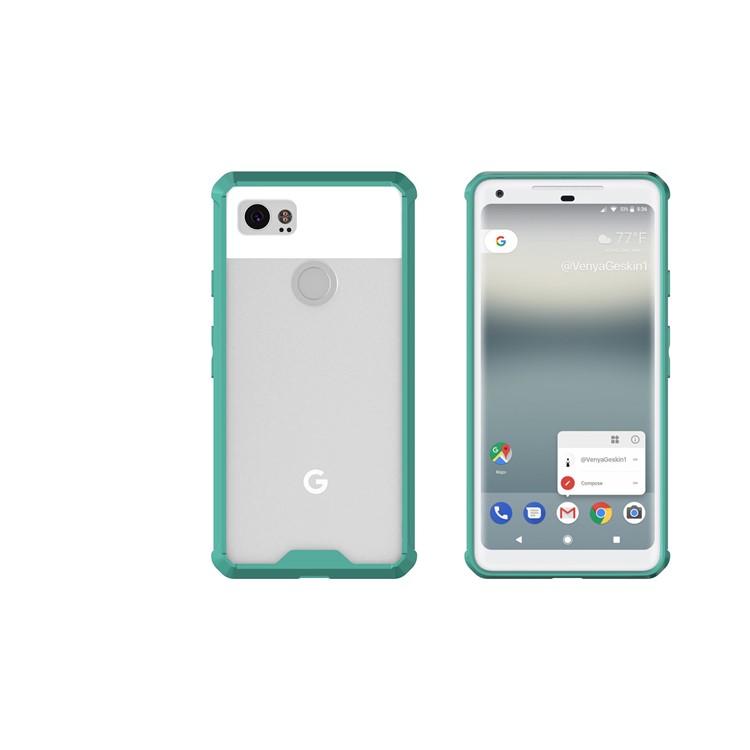 TPU + Transparent Acrylic Phone Accessory Casing Cover for Google Pixel 2 XL - Cyan-12