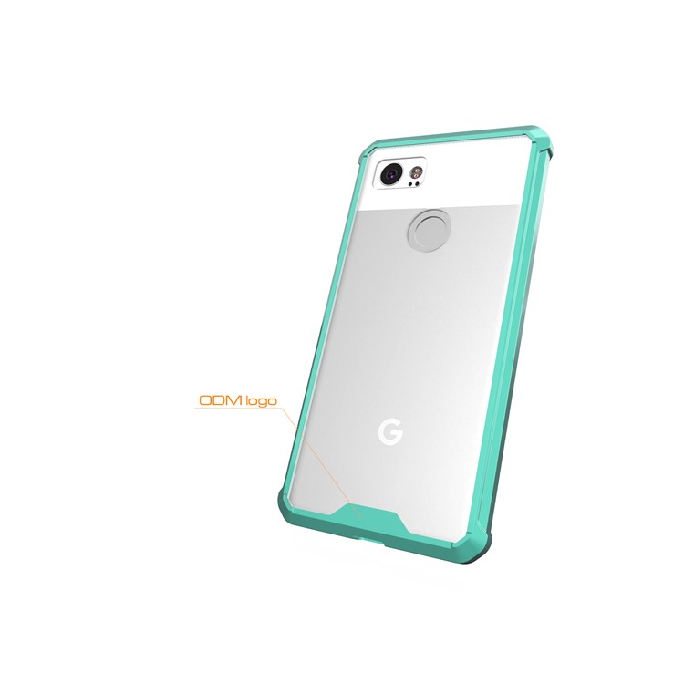 TPU + Transparent Acrylic Phone Accessory Casing Cover for Google Pixel 2 XL - Cyan-6