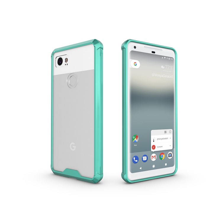 TPU + Transparent Acrylic Phone Accessory Casing Cover for Google Pixel 2 XL - Cyan-8