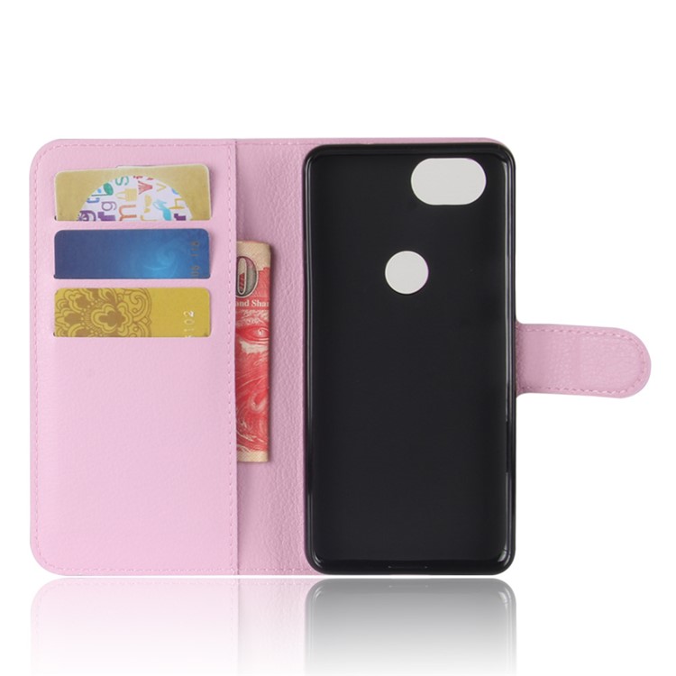 Litchi Grain Wallet PU Leather Mobile Case with Stand for Google Pixel 2 - Pink-3