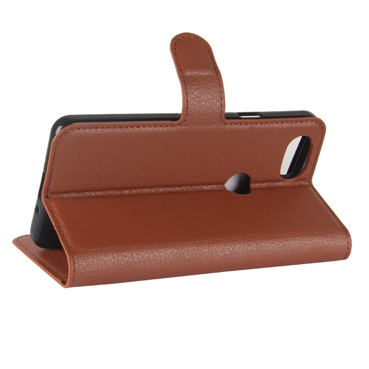 Litchi Skin Wallet Stand Leather Cover Protector for Google Pixel 2 - Brown-5