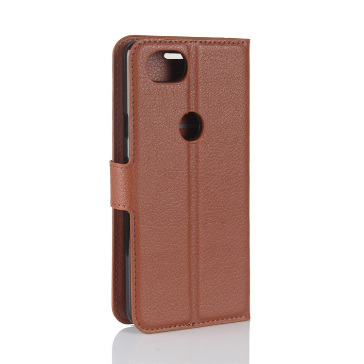 Litchi Skin Wallet Stand Leather Cover Protector for Google Pixel 2 - Brown-6