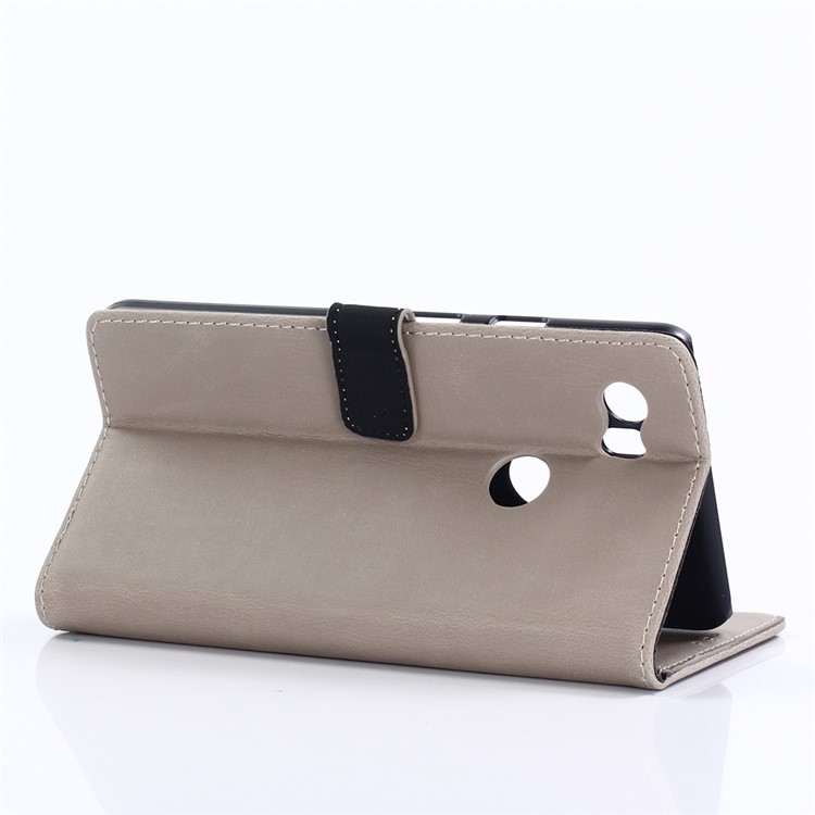 Crazy Horse Wallet Leather Stand Cover for Google Pixel 2 - Khaki-3