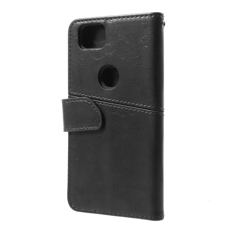 K'TRY Geometric Splicing Series Leather Wallet Case for Google Pixel 2 - Black-4