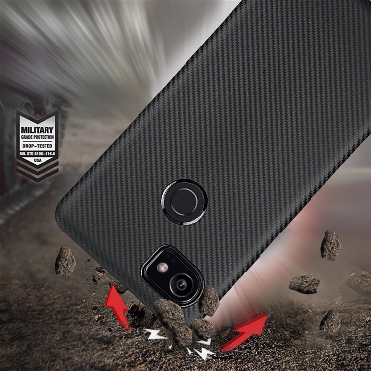 Carbon Fiber TPU Soft Phone Case for Google Pixel 2 XL - Black-2