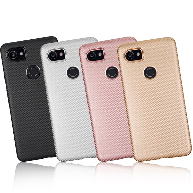 Carbon Fiber TPU Soft Phone Cover for Google Pixel 2 XL - Silver-2
