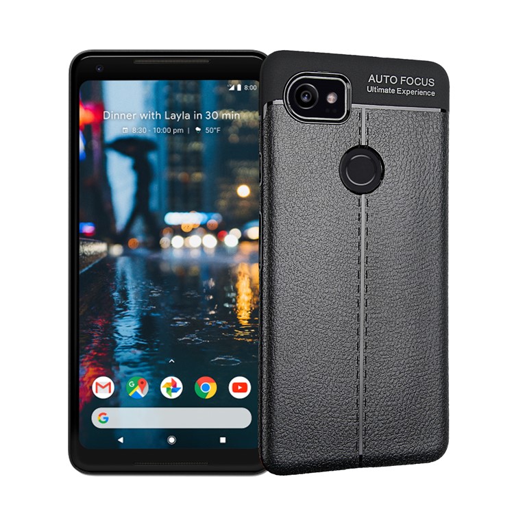 Litchi Texture Flexible TPU Phone Casing for Google Pixel 2 XL - Black-1