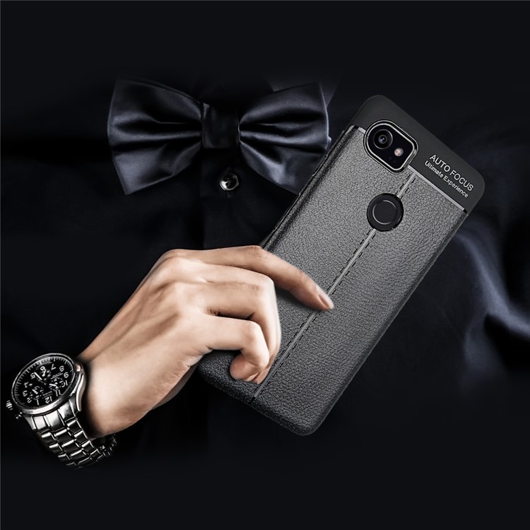 Litchi Texture Flexible TPU Phone Casing for Google Pixel 2 XL - Black-2