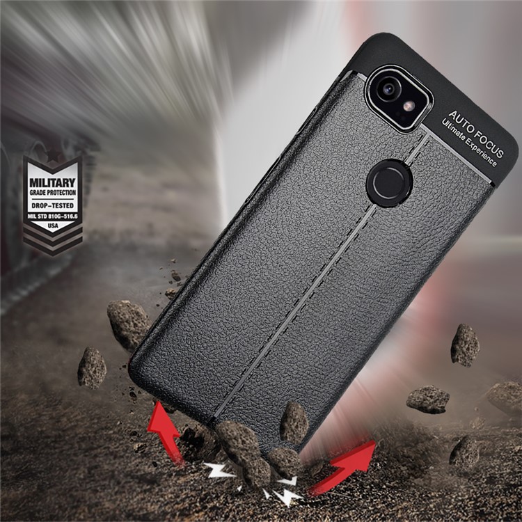 Litchi Texture Flexible TPU Phone Casing for Google Pixel 2 XL - Black-4