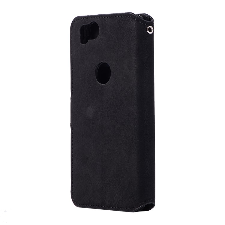 Vintage Matte PU Leather Wallet Stand Case for Google Pixel 2 - Black-3