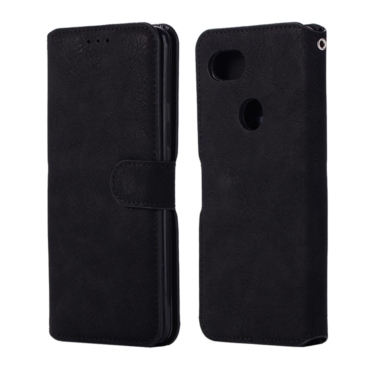 Retro Matte Leather Flip Stand Wallet Mobile Case for Google Pixel 2 XL/XL2 - Black-1