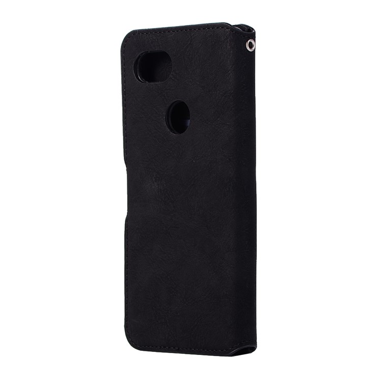 Retro Matte Leather Flip Stand Wallet Mobile Case for Google Pixel 2 XL/XL2 - Black-3