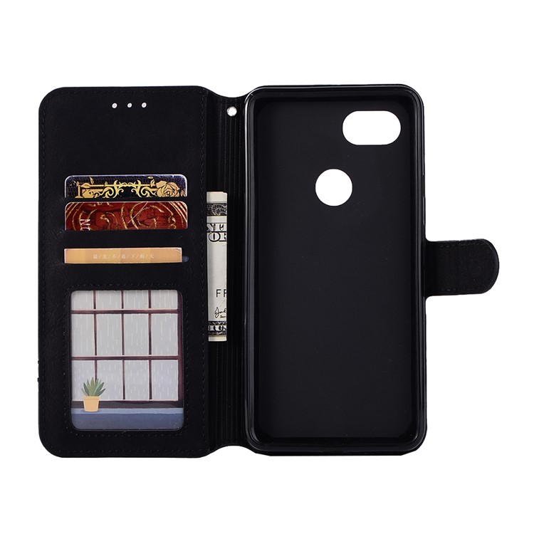 Retro Matte Leather Flip Stand Wallet Mobile Case for Google Pixel 2 XL/XL2 - Black-4