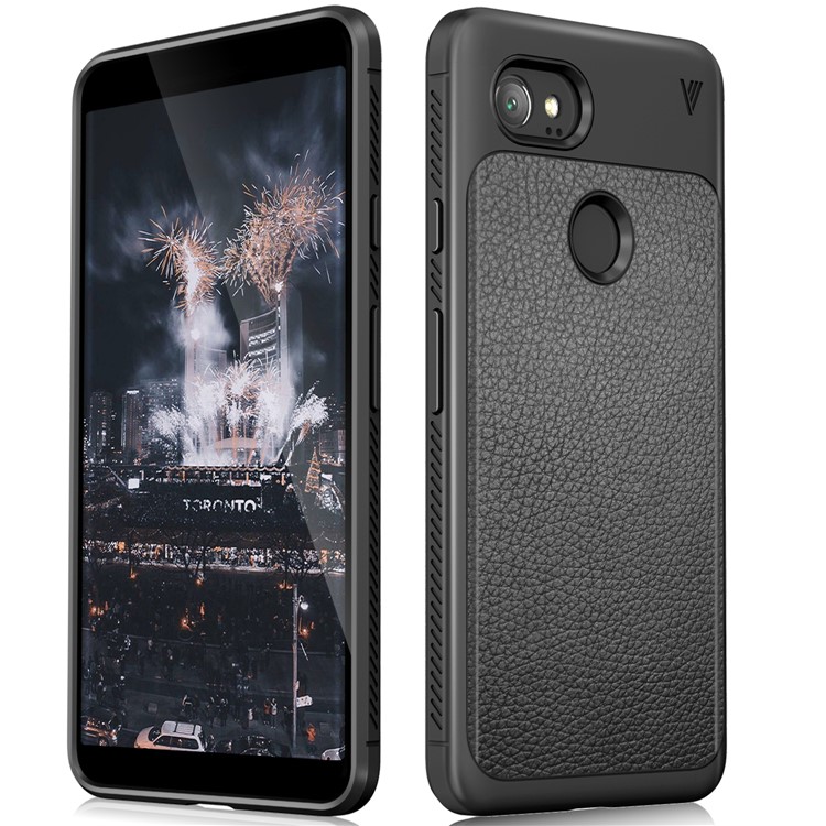 LENUO Litchi Skin Leather Coated TPU Mobile Phone Case for Google Pixel 2 XL/XL2 - Black-2