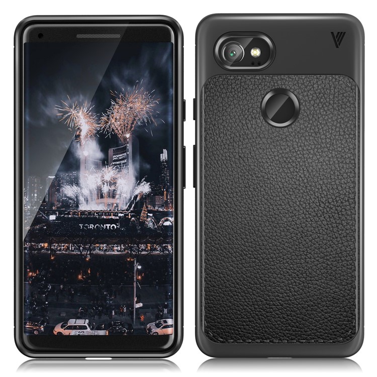 LENUO Litchi Skin Leather Coated TPU Mobile Phone Case for Google Pixel 2 XL/XL2 - Black-3