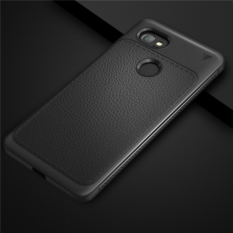 LENUO Litchi Skin Leather Coated TPU Mobile Phone Case for Google Pixel 2 XL/XL2 - Black-4