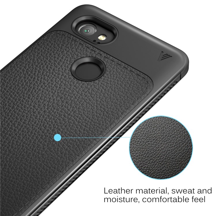 LENUO Litchi Skin Leather Coated TPU Mobile Phone Case for Google Pixel 2 XL/XL2 - Black-5