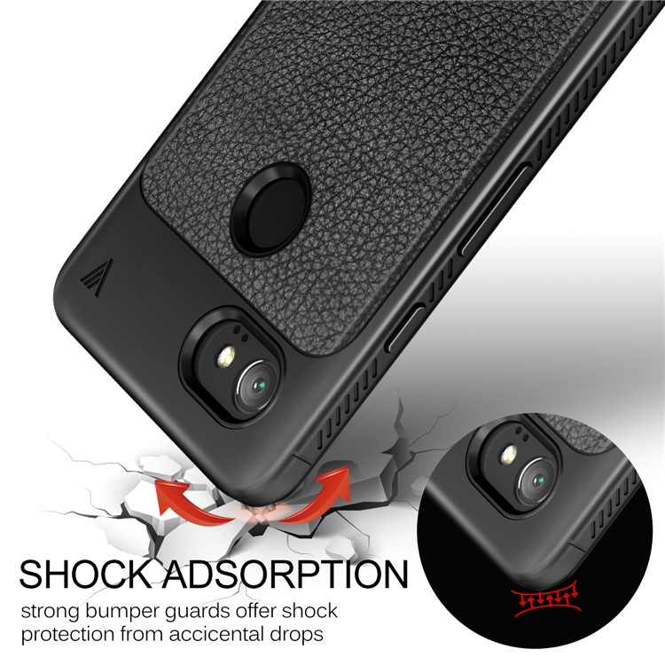LENUO Litchi Skin Leather Coated TPU Mobile Phone Case for Google Pixel 2 XL/XL2 - Black-6