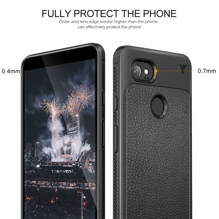 LENUO Litchi Skin Leather Coated TPU Mobile Phone Case for Google Pixel 2 XL/XL2 - Black-7