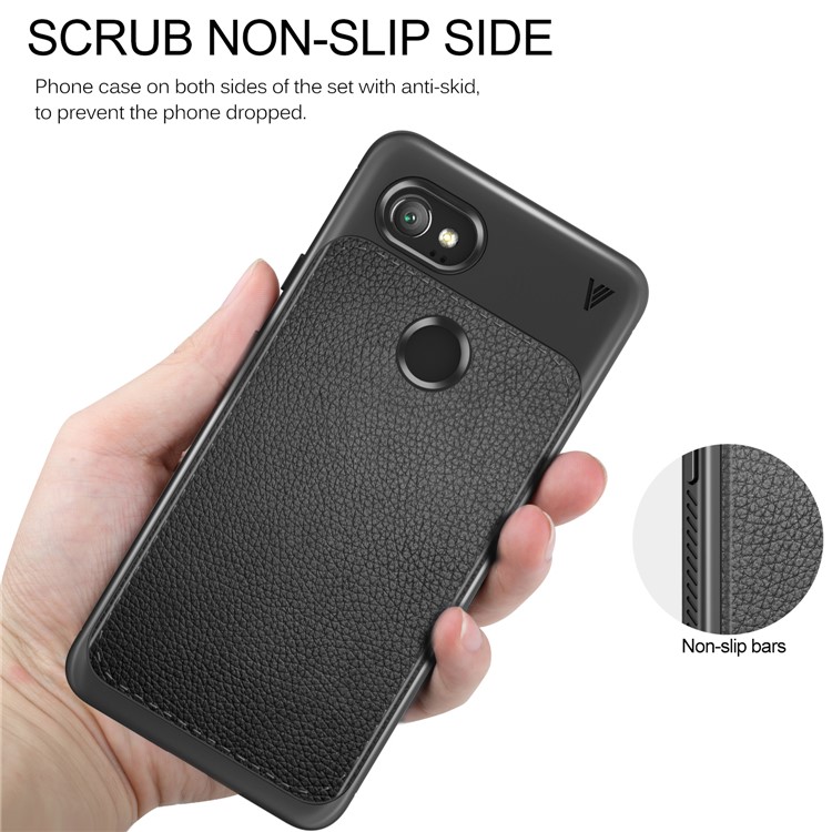 LENUO Litchi Skin Leather Coated TPU Mobile Phone Case for Google Pixel 2 XL/XL2 - Black-8