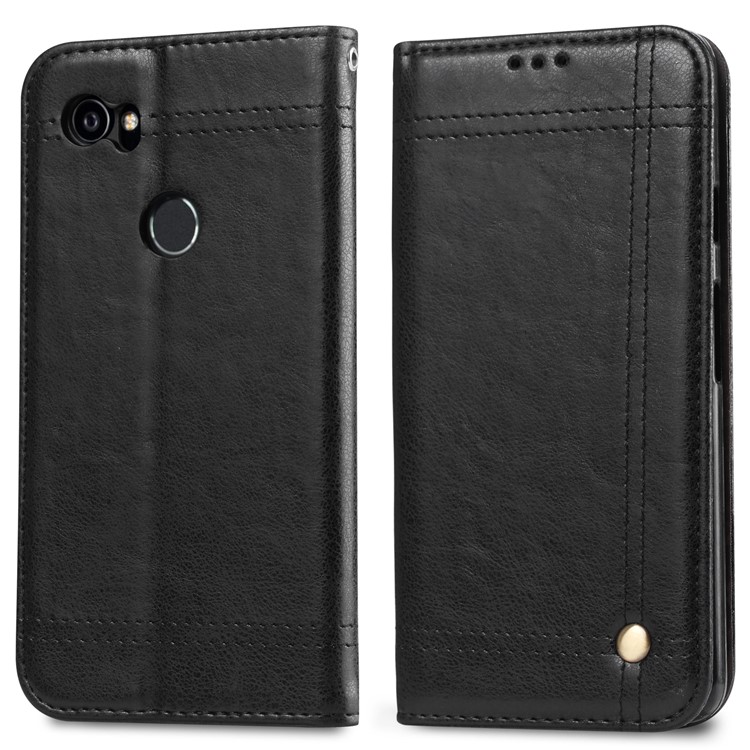 Retro Style Auto-absorbed Wallet Leather Case for Google Pixel 2 - Black-2