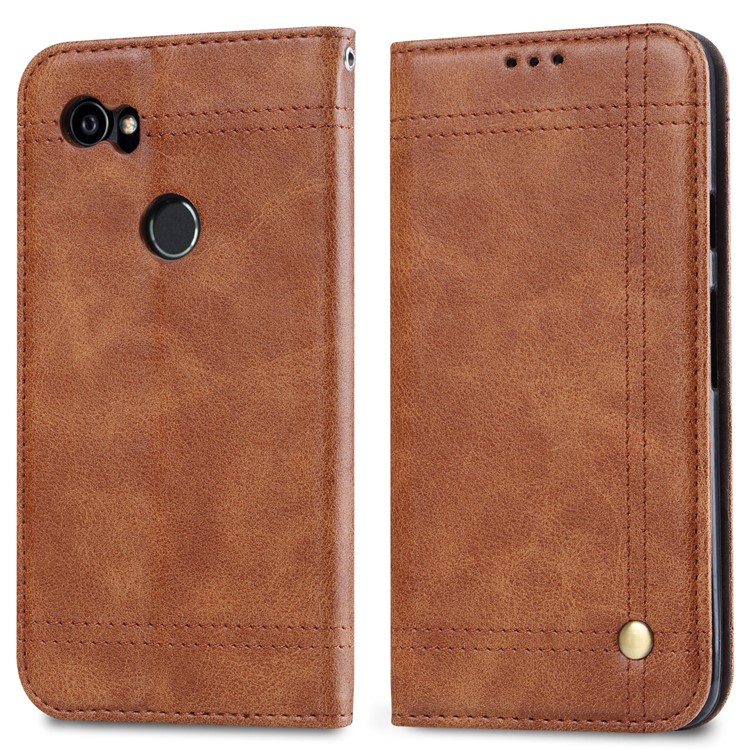 Retro Style Auto-absorbed Wallet Leather Mobile Phone Case for Google Pixel 2 - Brown-2