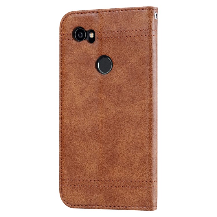 Retro Style Auto-absorbed Wallet Leather Mobile Phone Case for Google Pixel 2 - Brown-4