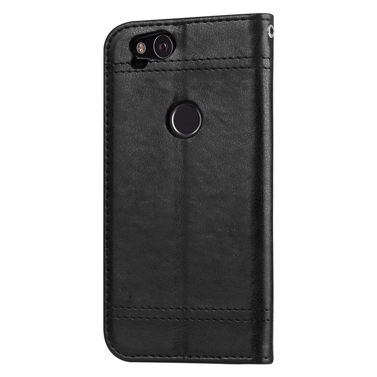 Vintage Leather Wallet Stand Case with Magnetic Adsorption for Google Pixel 2 XL / XL2 - Black-4