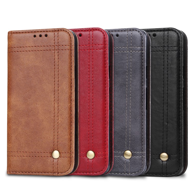 Vintage Leather Wallet Stand Case with Magnetic Adsorption for Google Pixel 2 XL / XL2 - Black-5